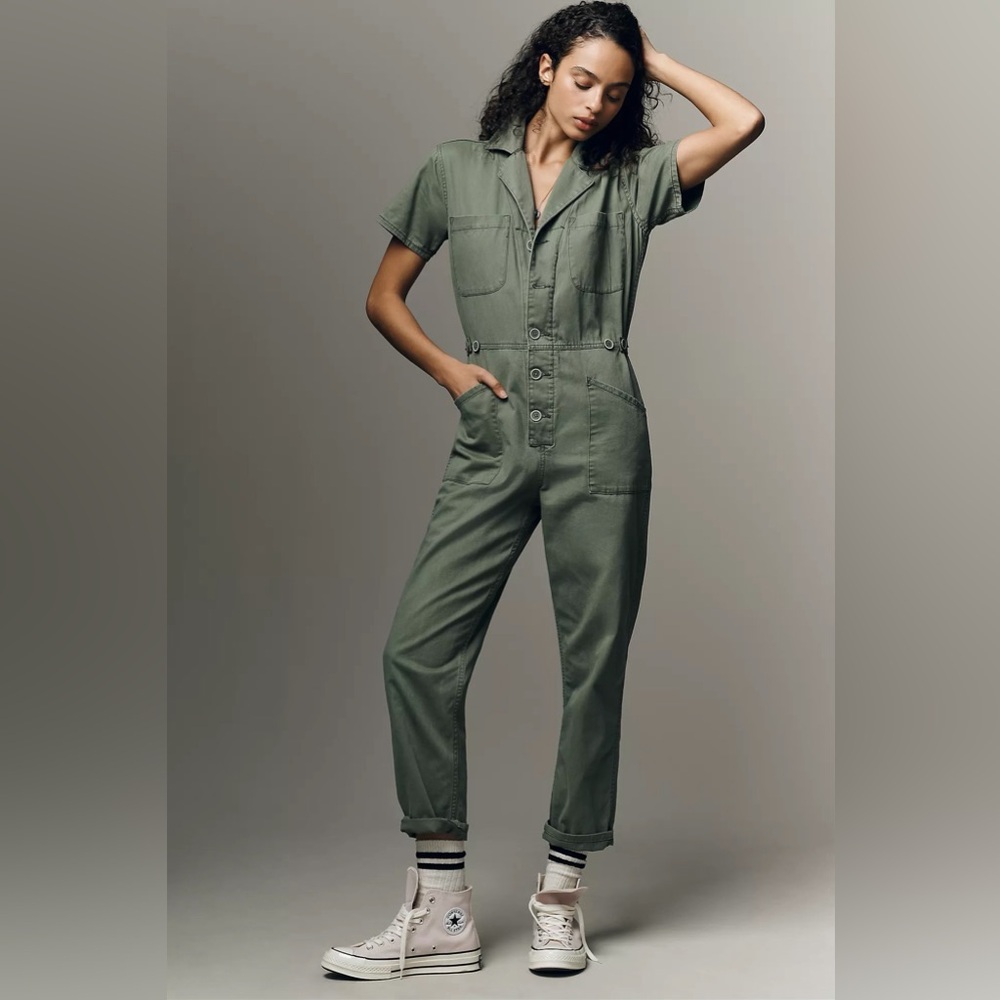 Pistola Grover Short Sleeve Field Jumpsuit Size Medium Green Colonel Color